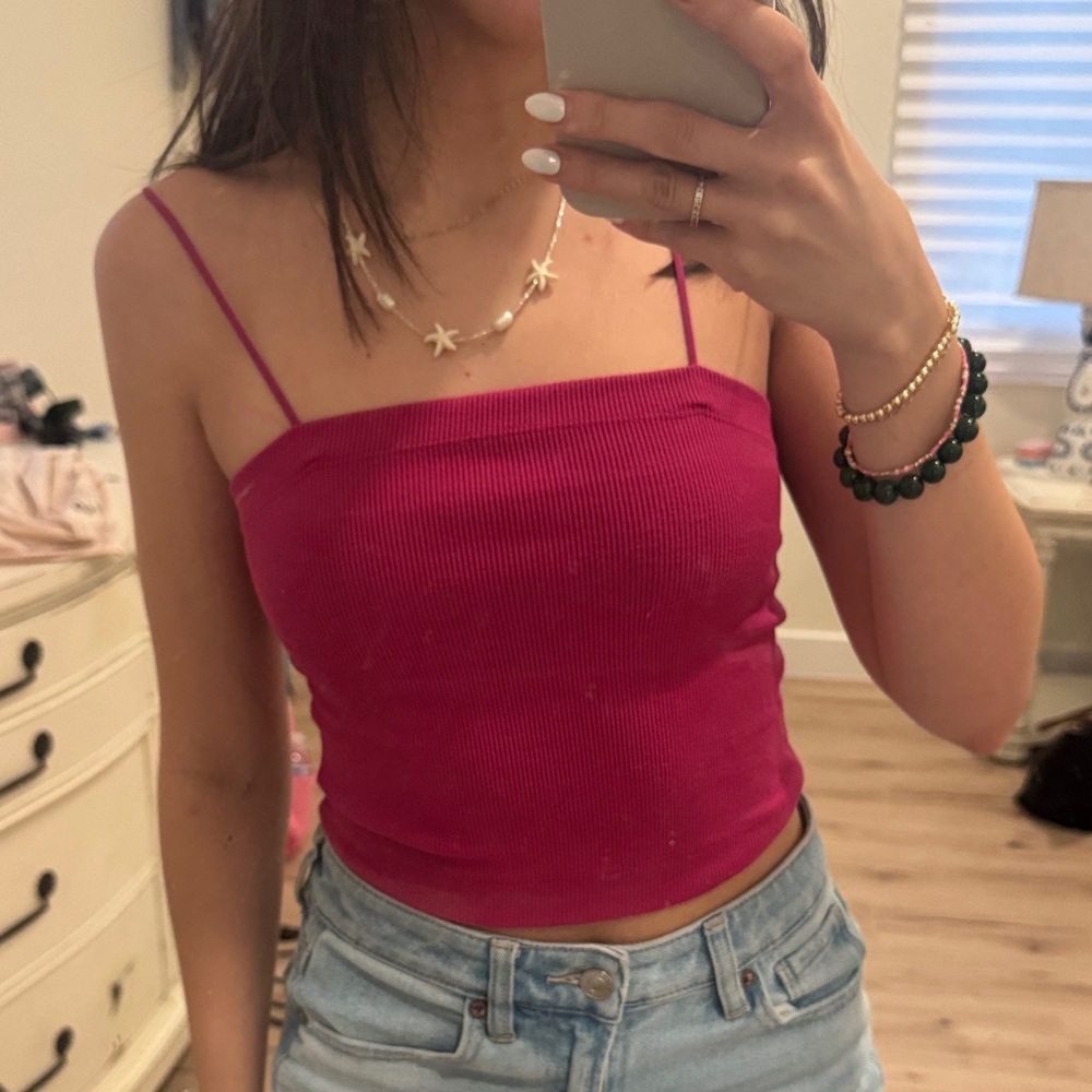 American Eagle Outfitters Fuchsia Ribbed Camisole